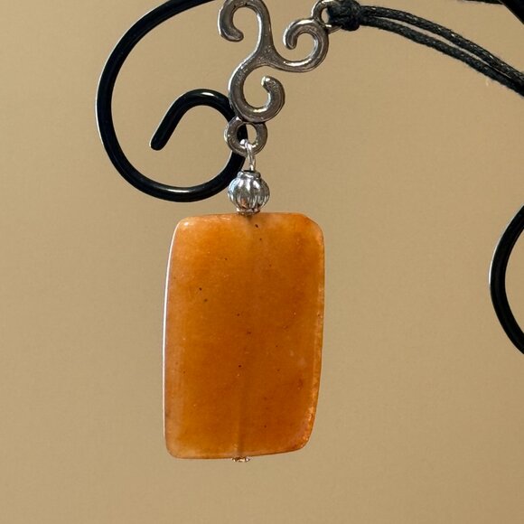 2/$20, Genuine Orange Aventurine Necklace, Geometric Gemstone Cord Necklace - Picture 6 of 10